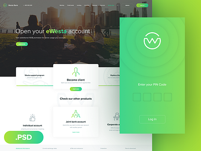 Westa FREE PSD Template and Mobile App app free freebies green mobile psd template westa