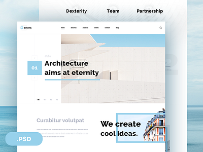 Selene free PSD Template architecture blue buildings light selene symu ui ux