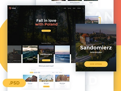 Polind Free PSD Template freebie krakow poland polind sandomierz symu traveling ui ux warsaw wroclaw zakopane