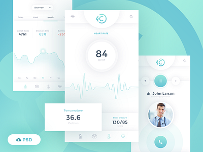 iCare Free Mobile App app care doctor freebie health light mobile new psd