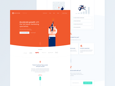 Growth Drivers Homepage accelerate agency drivers green growth homepage illustration orange ui ux