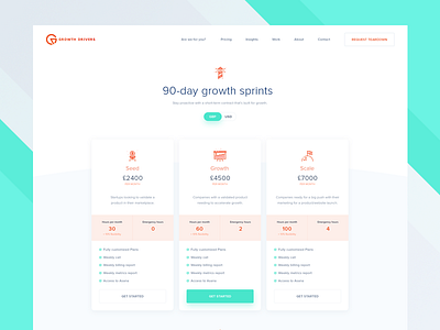 Growth Drivers - Pricing accelerate agency drivers green growth homepage illustration orange ui ux