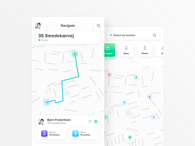 Økosamling 🍀 clean collecting denmark eco map ui ux white