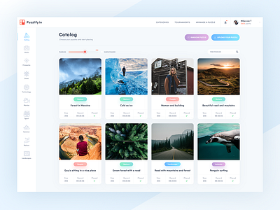 Puzzlify catalog preview 🌄 colorfull fun puzzle tool tournaments ui ux