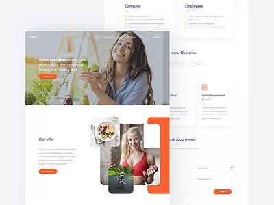 Cofitly 🏀 🍎 🏊🚴 company corporate diet fit fitness healthy landing orange ui ux