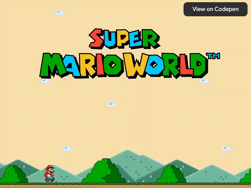 Super Mario World Animation animation animation 2d codepen concept design illustration mario mario bros super mario supermario ui ux web web design