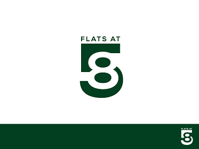 flats at 58 apartment branding creative icon modern logo number wordmark