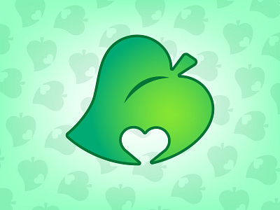 Animal Crossing Heart Leaf animal crossing charm design charms gradients green heart illustration stickermule