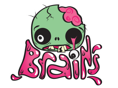 Braaains cute scary undead typography brains zombie