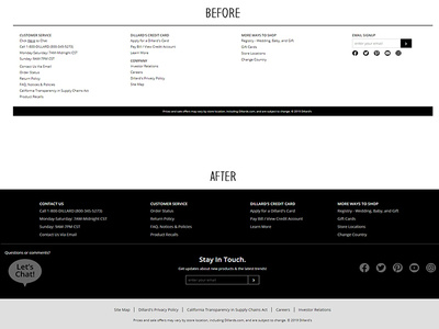 Footer Redesign Before/After