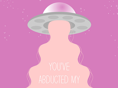 Ufo Valentine abduction alien aliens cute galaxy illustration love space stars valentine day
