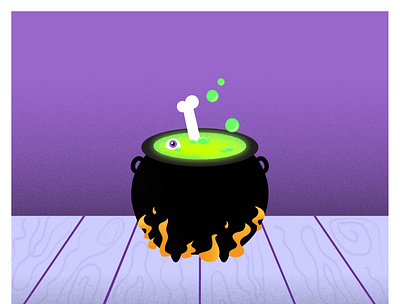 Witches Brew brew cauldron colorful dribbbleweeklywarmup eyeball green halloween illustration playoff potion purple scary witch