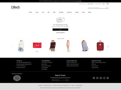 Empty Shopping Bag - Dillards.com cta button ecommerce empty product recommendations shopping bag svg website design
