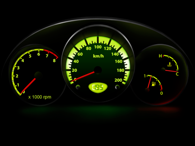 Car panel auto car dashboard display fuel speed speedometer techdesign