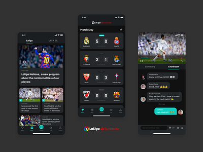 Laliga Santander ⚽️ dark laliga soccer app typography ui