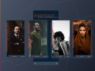 Portrait Photo Gallery App aesthetic aesthetic portrait android app app mobile daily daily ui daily ui challenge dailyuichallenge design gallery ios mobile photos portrait ui ux