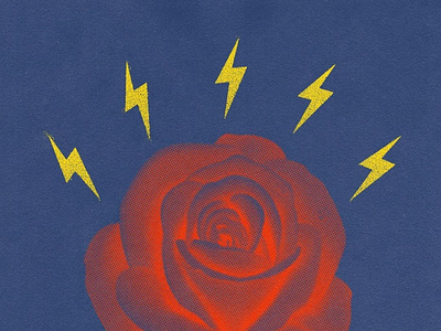 Growing Pains! collage digital art digital illustration editorial design graphic design halftone lightening bolt rose rosebud roses texture true grit texture supply