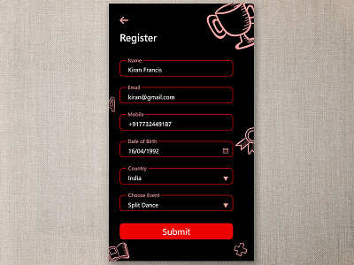 Daily UI 001 - Event Registration app dailyui dailyuichallenge dark design minimal photoshop reegistration ui ux xd