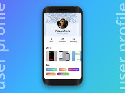 Daily UI 006 - User Profile adobe adobexd app dailyui dailyuichallenge design designs dribbble profile shots tags ui user userprofile xd