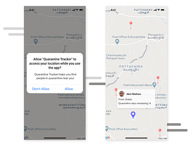 Daily UI 020 - Location Tracker dailyui dailyui020 dailyuichallenge dribbble ios locationtracker mobile ui mobileapp quarantine tracker