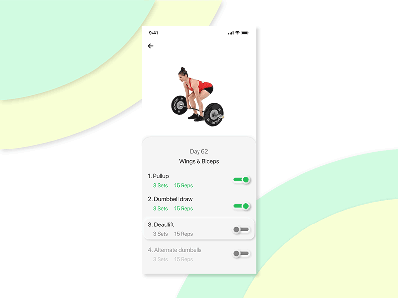 DailyUI062 - Workout of the day adobexd dailyui dailyui062 dailyuichallenge designer fitness uidesign uidesigner uxdesign uxdesigner workout workout of the day workouts