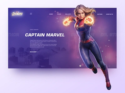 Avengers: Endgame - Captain Marvel adobe illustrator adobe photoshop adobe xd avengers endgame design first screen illustration interface movie ui ui ux design ux web web design website