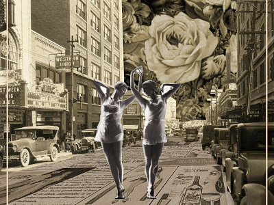 city of the unknown art : part 1 60s art ballerina blackandwhite car collage design fantasy flowers illustration manipulation road surreal