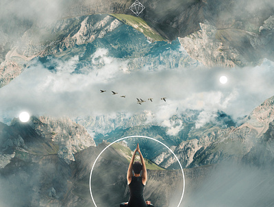 INCEPTION aesthetic art birds clouds design fantasy healthy light manipulation mountains sky yoga youth