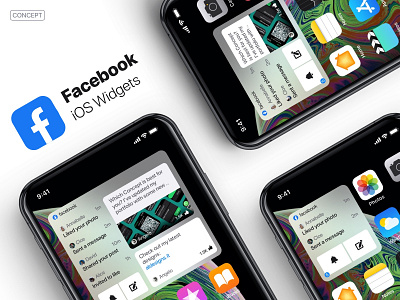 iOS 14 - Facebook Widgets app design concept design designinspiration facebook ios ios design ios14 iphone mobile ui ui ux widgets