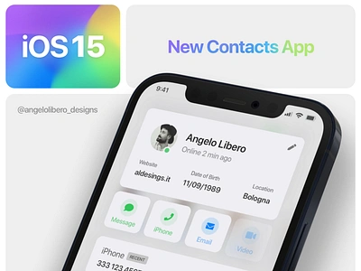 iOS 15 New Contacts App 📒 app app design ios ios14 ios15 iphone12 iphone13