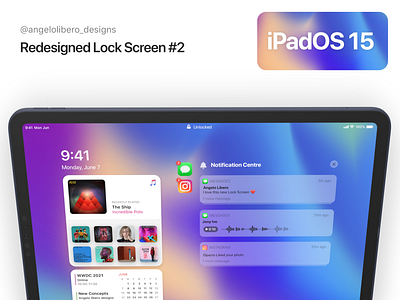 iPadOS 15 - Redesigned Lock Screen ios 15 ipad os ipad pro ipados 15 wwdc wwdc2021 wwdc21