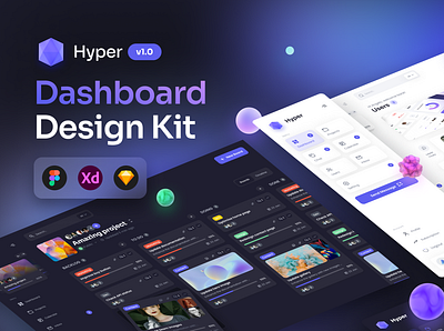 Hyper dashboard design kit - COMING SOON on UI8 3d calendar dashboard events interface kanban projects ui users ux design web app web design