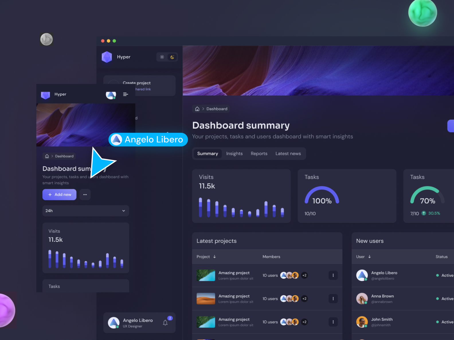 Dashboard 2 dark - Desktop/Mobile by Angelo Libero Designs on Dribbble