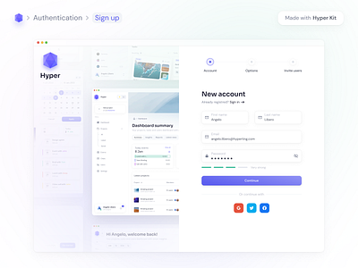 Authentication > Sign up | Light/Dark auth dashboard design interface login new account registration sign in sign up ui ux