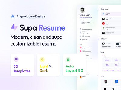 Supa Resume - Light & Dark [FREE Resume/CV] curriculum cv design job resume resume
