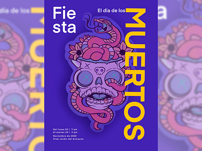 El día de los muertos colorful day of death dia de muertos mexican poster art skateboard deck skull snake spanish typography