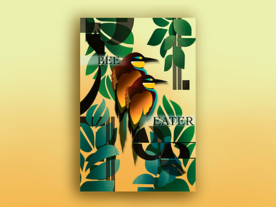 Bee-eaters bee eater bird digital illustration geometric gradients illustration nature poster design warm colors