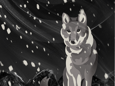 Wolf digital art illustration lone wolf mountains night north snow storm wild animals winter wolf