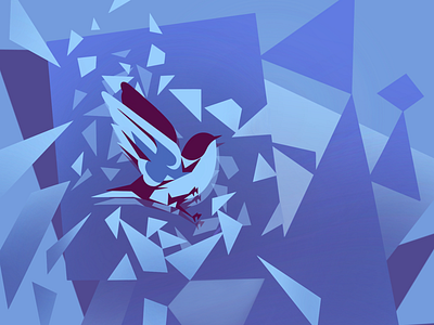 Spell bird blue cold digital geometric ice illustration magic mirrors shard spell triangle winter