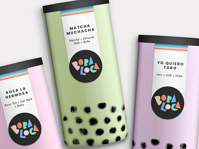 Boba Loca Packaging art direction brand brand identity branding design graphic design illustration lettering logo package design packaging rendering