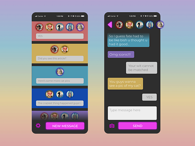 Messaging App app design design flat flat design iphone 11 mobile neon ui