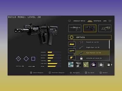 Weapons Creation for PS4 fps game design ps4 tv ui