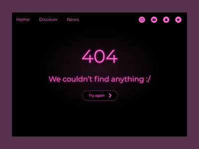 404 in Neon 404 desktop neon pink ui web design website