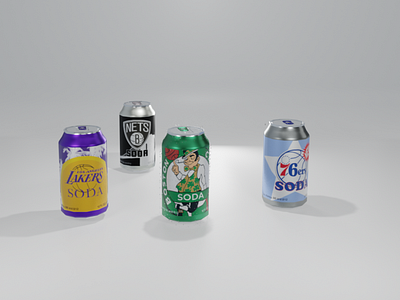 NBA themed soda cans 3d 3d art 3d modeling art blender3d branding design logo nba render rendered rendering sports ui
