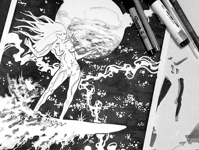 Female Silver Surfer concept work illustration