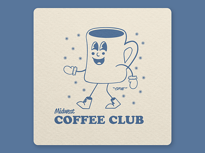 Midwest Coffee Club Mascot character illustration illustrator mascot procreate retro rubber hose vintage