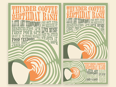 Latte Art Throwdown Poster & Social Graphics 60s event illustrator poster psychedelic retro social media