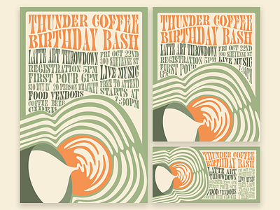 Latte Art Throwdown Poster & Social Graphics 60s event illustrator poster psychedelic retro social media