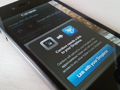 Cambox Link to Dropbox cambox iphone ui
