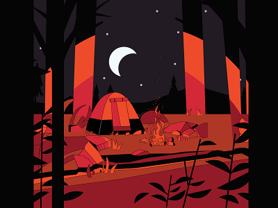 Campfire beer can design campfire camping scene design flat flatillustration illustration illustrator vector